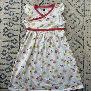 Tea Collection Floral Dress with Red Trim